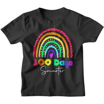 Happy 100Th Day Of School Gift Teacher Kids 100 Days Rainbow Youth T-shirt - Thegiftio UK