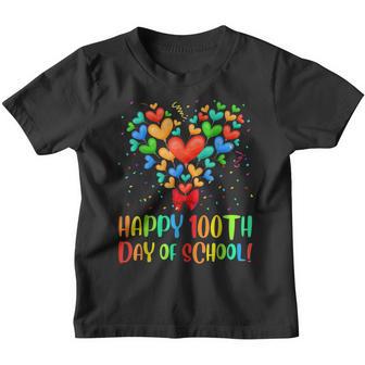 Happy 100Th Day Of School Heart Teacher Kids Gift Youth T-shirt - Thegiftio UK