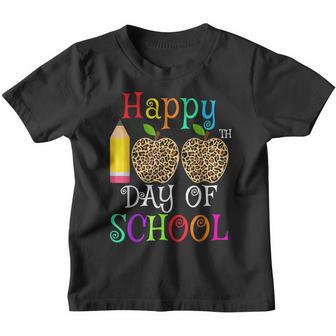Happy 100Th Day Of School Leopard Print Teacher Student V2 Youth T-shirt - Thegiftio UK