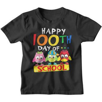 Happy 100Th Day Of School Owl Kids 100 Days Teacher Youth T-shirt - Thegiftio UK