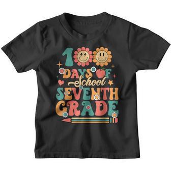 Happy 100Th Day Of School Retro Groovy 100 Days Seventh Youth T-shirt - Thegiftio UK