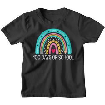 Happy 100Th Day Of School Teacher Kids 100 Days Rainbow V3 Youth T-shirt - Thegiftio UK
