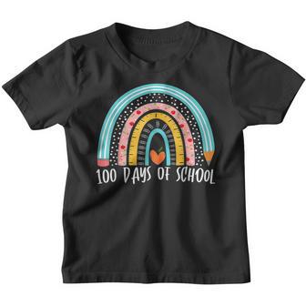 Happy 100Th Day Of School Teacher Kids 100 Days Rainbow Youth T-shirt - Thegiftio UK