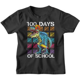 Happy 100Th Day Of School Teachers 100 Days T-Rex Youth T-shirt - Thegiftio UK