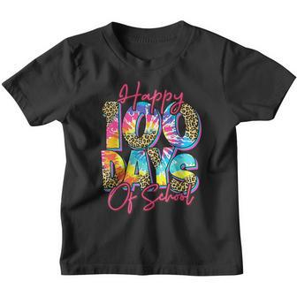 Happy 100Th Day Of School Tie Dye Leopard Teacher Or Student Youth T-shirt - Seseable