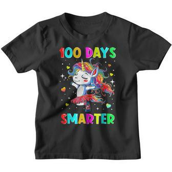 Happy 100Th Day Of School Unicorn Kid Girls 100 Days Smarter V2 Youth T-shirt - Thegiftio UK