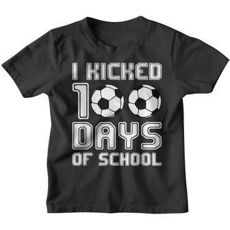 Happy 100Th Day Soccer Boy Girl Sports 100 Days Of School Youth T-shirt - Thegiftio UK