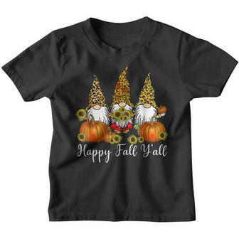 Happy Fall Yall Gnomes Leopard Pumpkin Autumn Thanksgiving Youth T-shirt - Thegiftio UK
