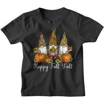 Happy Fall Yall Gnomes Leopard Pumpkin Autumn Thanksgiving  Youth T-shirt