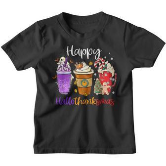 Happy Hallothanksmas Coffee Latte Halloween Thanksgiving V8 Youth T-shirt - Thegiftio UK