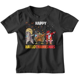 Happy Hallothanksmas Dabbing Unicorn Turkey Santa Claus V3 Youth T-shirt - Thegiftio UK