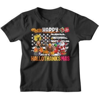Happy Hallothanksmas Funny Halloween Thanksgiving Christmas V4 Youth T-shirt - Thegiftio UK