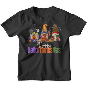 Happy Hallothanksmas Gnomes Halloween Thanksgiving Christmas V16 Youth T-shirt - Thegiftio UK