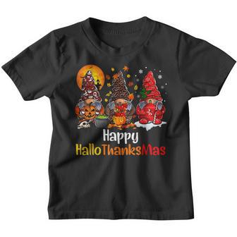 Happy Hallothanksmas Gnomes Halloween Thanksgiving Christmas V18 Youth T-shirt - Thegiftio UK