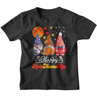 Happy Hallothanksmas Gnomes Halloween Thanksgiving Christmas V26 Youth T-shirt - Thegiftio UK