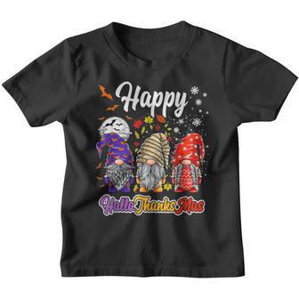Happy Hallothanksmas Gnomes Halloween Thanksgiving Christmas V33 Youth T-shirt - Thegiftio UK