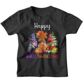 Happy Hallothanksmas Gnomes Halloween Thanksgiving Christmas V40 Youth T-shirt - Thegiftio UK