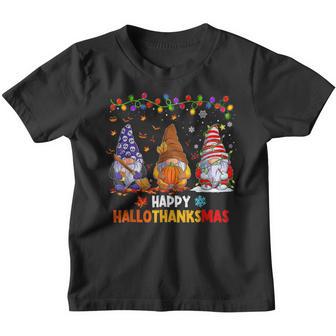 Happy Hallothanksmas Gnomes Halloween Thanksgiving Christmas V43 Youth T-shirt - Thegiftio UK