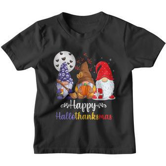 Happy Hallothanksmas Gnomes Halloween Thanksgiving Christmas V48 Youth T-shirt - Thegiftio UK