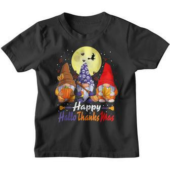 Happy Hallothanksmas Gnomes Halloween Thanksgiving Christmas V50 Youth T-shirt - Thegiftio UK