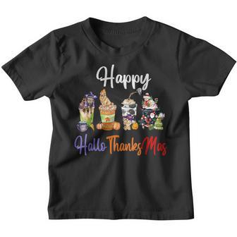Happy Hallothanksmas Halloween Thanksgiving Christmas V13 Youth T-shirt - Thegiftio UK