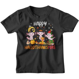 Happy Hallothanksmas Halloween Thanksgiving Christmas V5 Youth T-shirt - Thegiftio UK