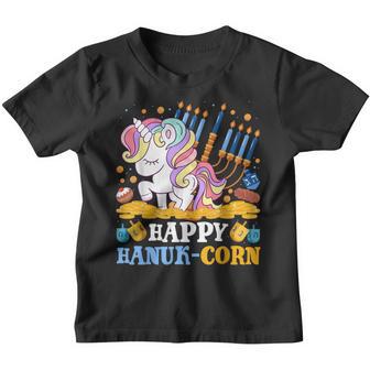 Happy Hanukcorn Hanukkah Unicorn Funny Chanukah Girls Kids V2 Youth T-shirt - Thegiftio UK