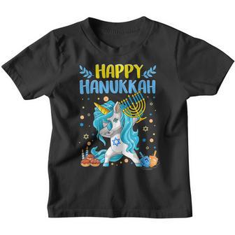 Happy Hanukkah Dabbing Jewish Unicorn Kids Chanukah V2 Youth T-shirt - Thegiftio UK