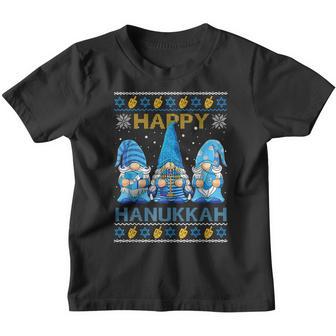 Happy Hanukkah Ugly Christmas Gnome Gnomies Menorah Dreidel V7 Youth T-shirt - Thegiftio UK