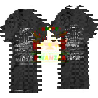 Happy Kwanzaa Drum Kinara Seven Candles Africa Celebration Youth T-shirt - Thegiftio