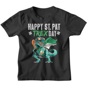 Happy St Pat T Rex Saint Patricks Day Boys Kids Irish Flag Youth T-shirt - Seseable