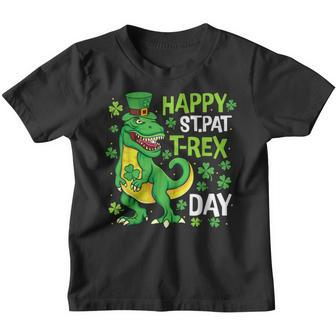 Happy St Pat Trex Day Dinosaur St Patricks Day Toddler Boys Youth T-shirt - Seseable