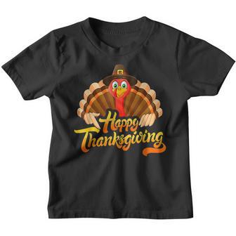 Happy Thanksgiving For Boys Girls Kids Pilgrim Turkey Youth T-shirt - Thegiftio UK