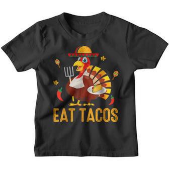 Happy Thanksgiving Turkey Day Turkey Eat Tacos Funny Kids Youth T-shirt - Thegiftio UK
