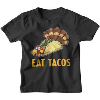 Happy Thanksgiving Turkey Day Turkey Eat Tacos Kids Youth T-shirt - Thegiftio UK