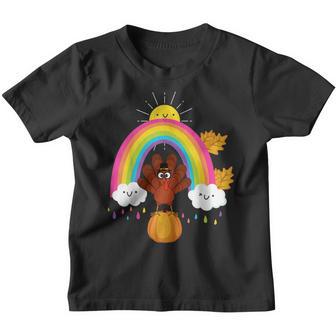 Happy Thanksgiving Turkey Rainbow Fall Toddler Boys Girls Youth T-shirt - Thegiftio UK