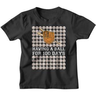 Having A Ball For 100 Days Baseball Kids Boy Smarter School Youth T-shirt - Thegiftio UK