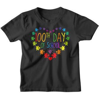 Heart 100Th Day Of School Teacher Autism Awareness Lover Youth T-shirt - Thegiftio UK