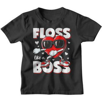Heart Floss Like A Boss Valentines Day Boys Kids Flossing Youth T-shirt | Mazezy