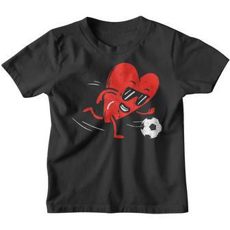 Heart Playing Football Valentines Day Soccer Sports Boys Youth T-shirt - Thegiftio UK