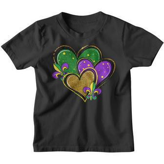 Hearts Funny Mardi Gras New Orleans Festival Girls Boys Kids Youth T-shirt - Thegiftio UK