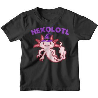 Hexolotl Halloween Mexican Salamander Witches Axolotl Youth T-shirt - Thegiftio UK
