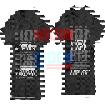 Hidin From Biden Kids Men Trump 2024 Funny Anti Joe Biden Youth T-shirt | Mazezy