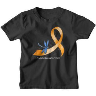 Hippie Dragonfly Orange Ribbon Leukemia Awareness Gifts Youth T-shirt - Thegiftio UK