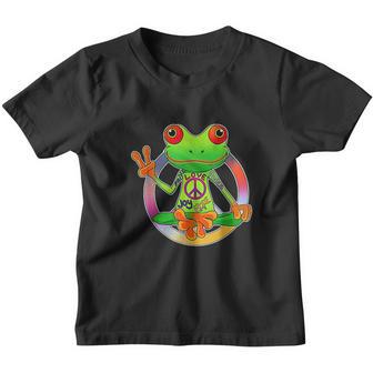 Hippie Frog Peace Sign Yoga Frogs Hippies 70S V2 Youth T-shirt - Thegiftio UK