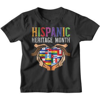 Hispanic Heritage Month Hands Heart Flags Men Women Kids V2 Youth T-shirt - Thegiftio UK