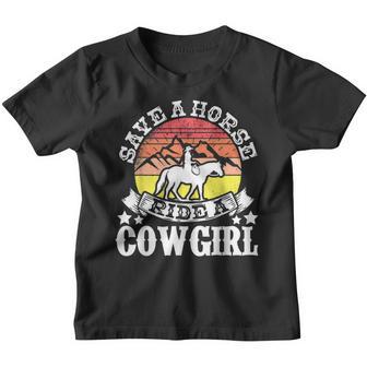Horse Lover Equestrian Riding Save A Horse Ride A Cowgirl Youth T-shirt - Thegiftio UK