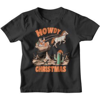 Howdy Christmas Santa Hat Retro Western Cowboy Christmas Youth T-shirt - Thegiftio UK