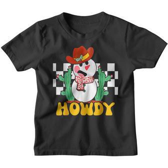 Howdy Christmas Western Howdy Cowboy Snowman Merry Xmas Youth T-shirt - Thegiftio UK