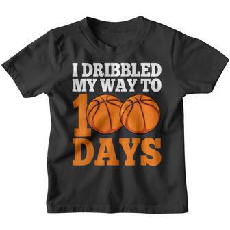 I Bribbled My Way To 100 Days Basketball 100Th Day Of School Youth T-shirt - Thegiftio UK